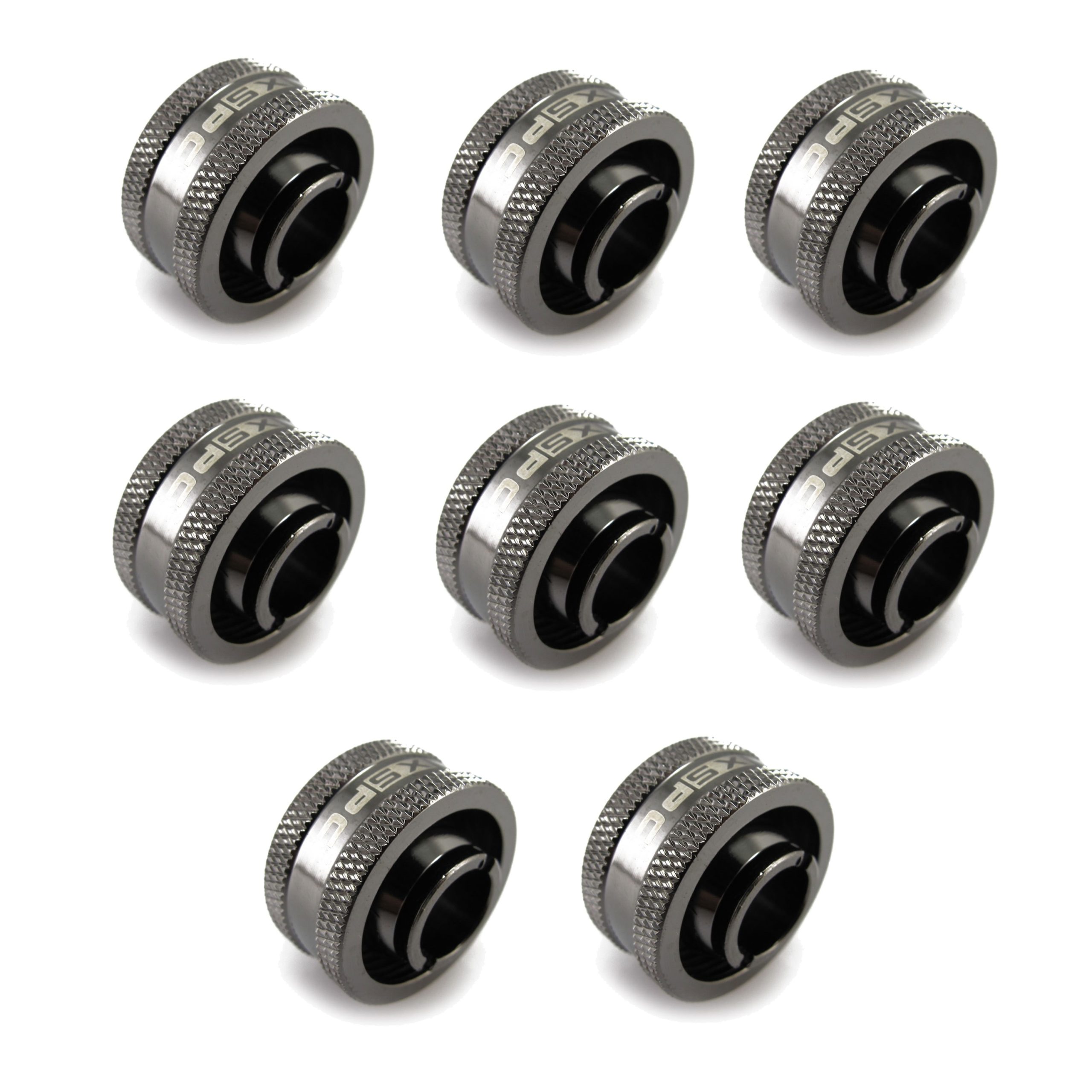 XSPC G1/4 to 1/2 ID 3/4 OD Compression Fitting V2 - Black Chrome (8 Pack)