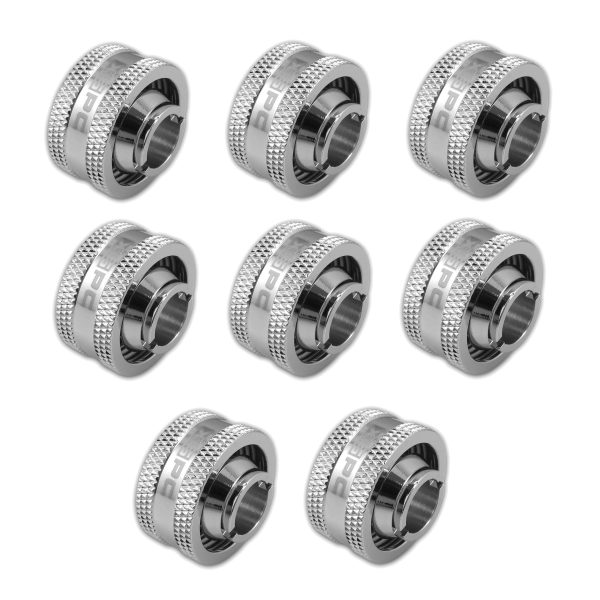 XSPC G1/4 to 1/2 ID 3/4 OD Compression Fitting V2 – Chrome (8 Pack)