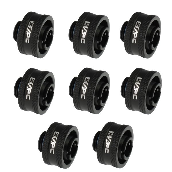 XSPC G1/4 to 1/2 ID 3/4 OD Compression Fitting V2 – Matte Black (8 Pack)