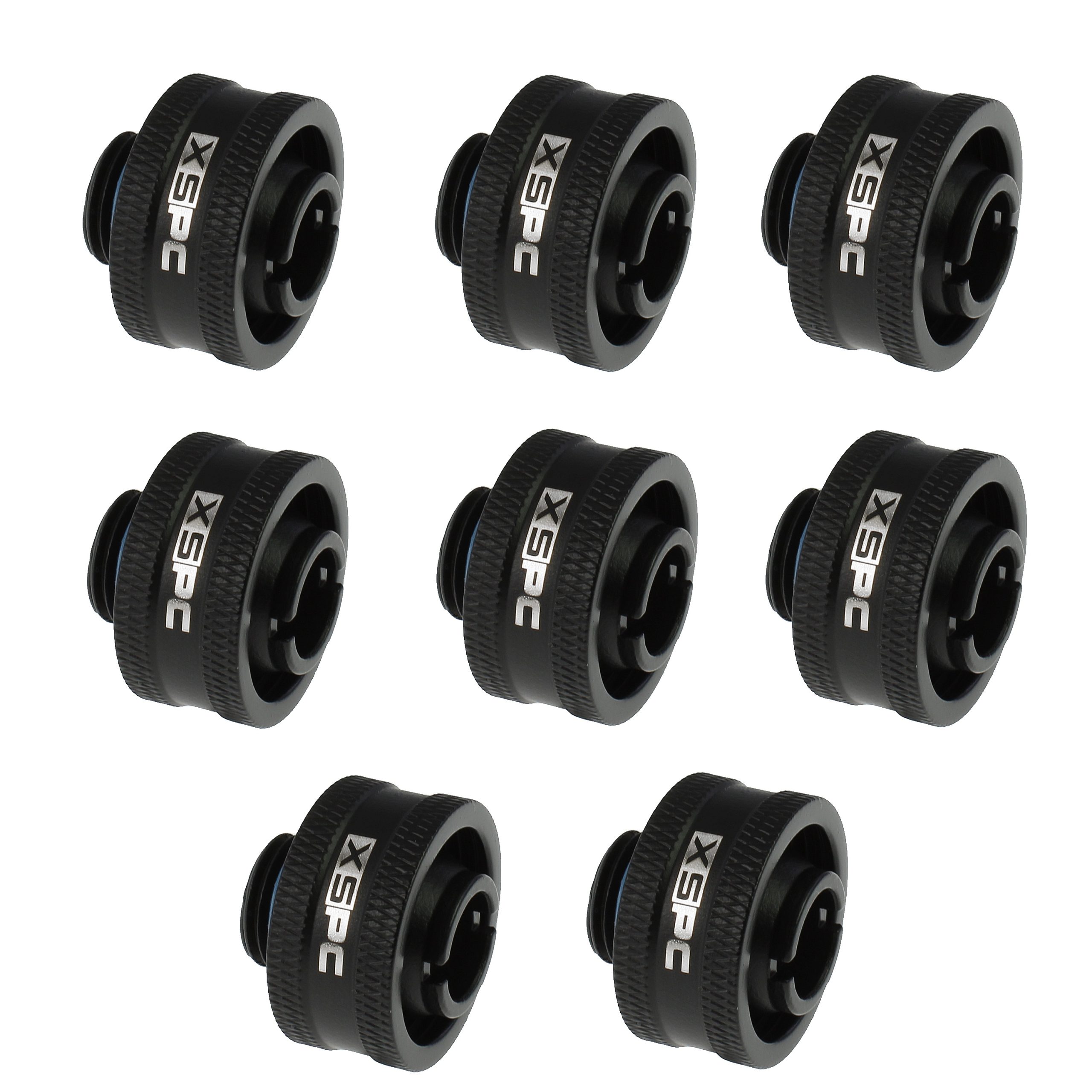 XSPC G1/4 to 1/2 ID 3/4 OD Compression Fitting V2 - Matte Black (8 Pack)