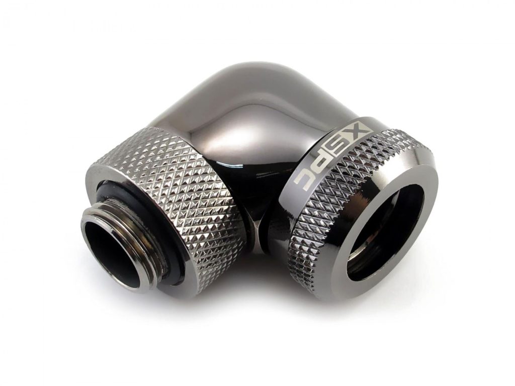 XSPC G1/4 to 14mm Rigid Tubing - 90 Rotary Fitting V2 (Black Chrome) : image 1