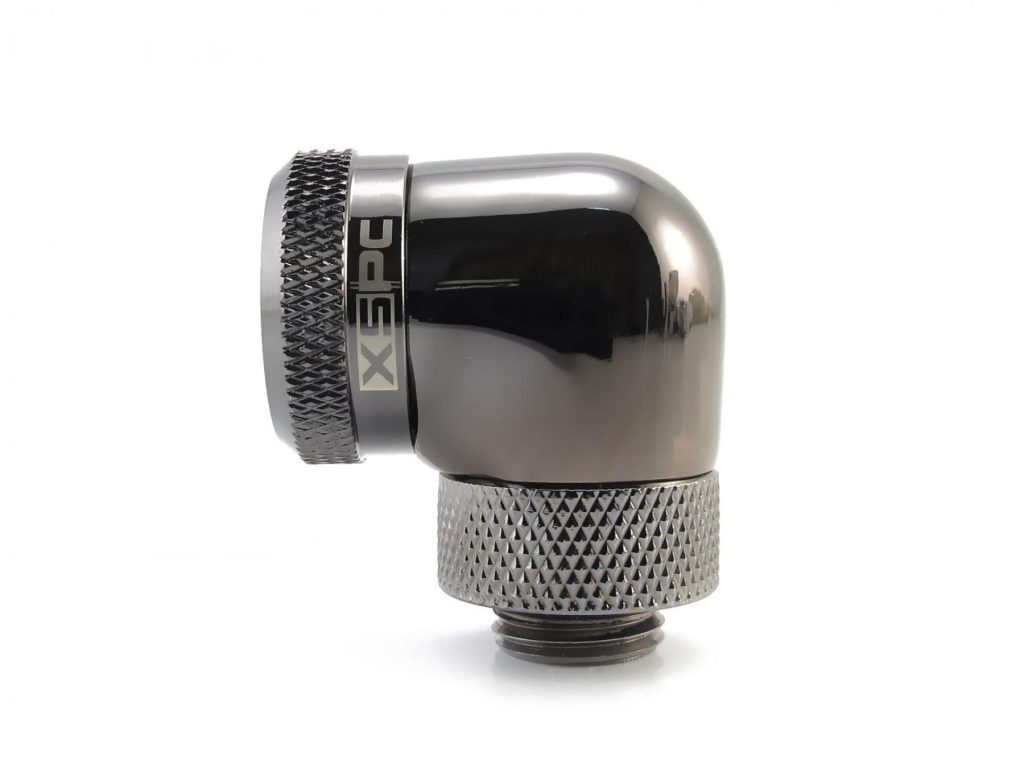 XSPC G1/4 to 14mm Rigid Tubing - 90 Rotary Fitting V2 (Black Chrome) : image 3
