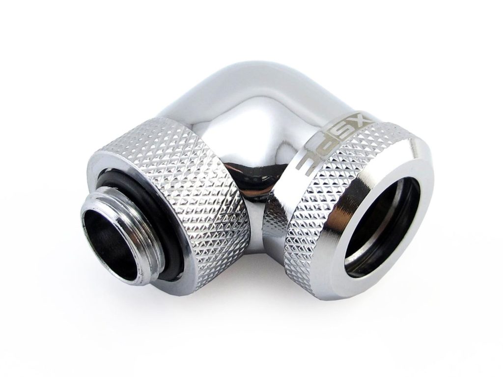 XSPC G1/4 to 14mm Rigid Tubing - 90 Rotary Fitting V2 (Chrome)