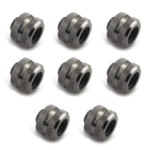 XSPC G1/4 to 14mm Rigid Tubing Triple Seal Fitting - Black Chrome (8 Pack)