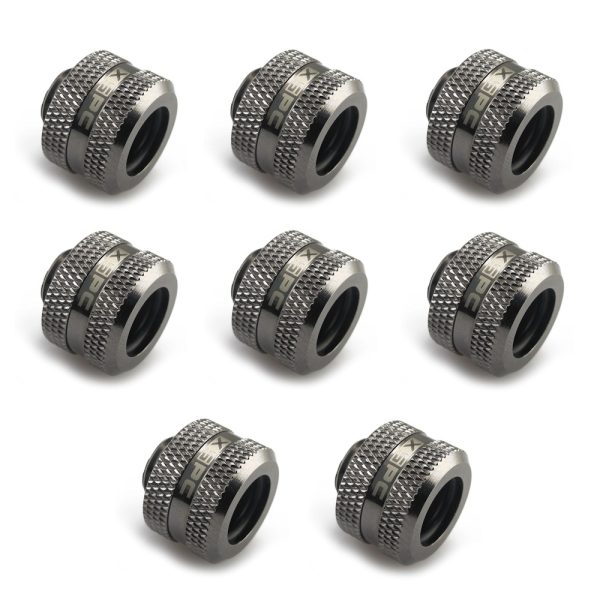 XSPC G1/4 to 14mm Rigid Tubing Triple Seal Fitting – Black Chrome (8 Pack)