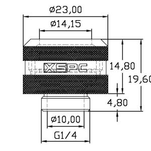 XSPC G1/4 to 14mm Rigid Tubing Triple Seal Fitting - Black Chrome
