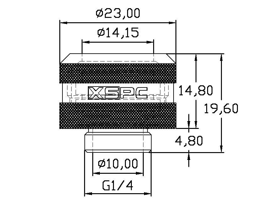 XSPC G1/4 to 14mm Rigid Tubing Triple Seal Fitting - Black Chrome