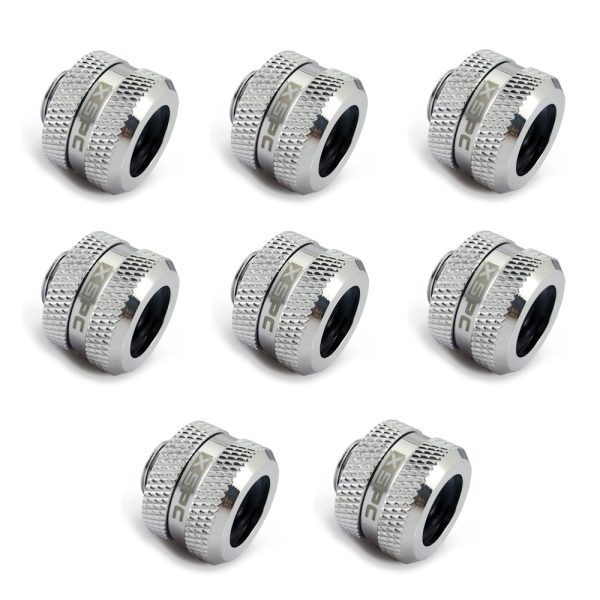 XSPC G1/4 to 14mm Rigid Tubing Triple Seal Fitting – Chrome (8 Pack)