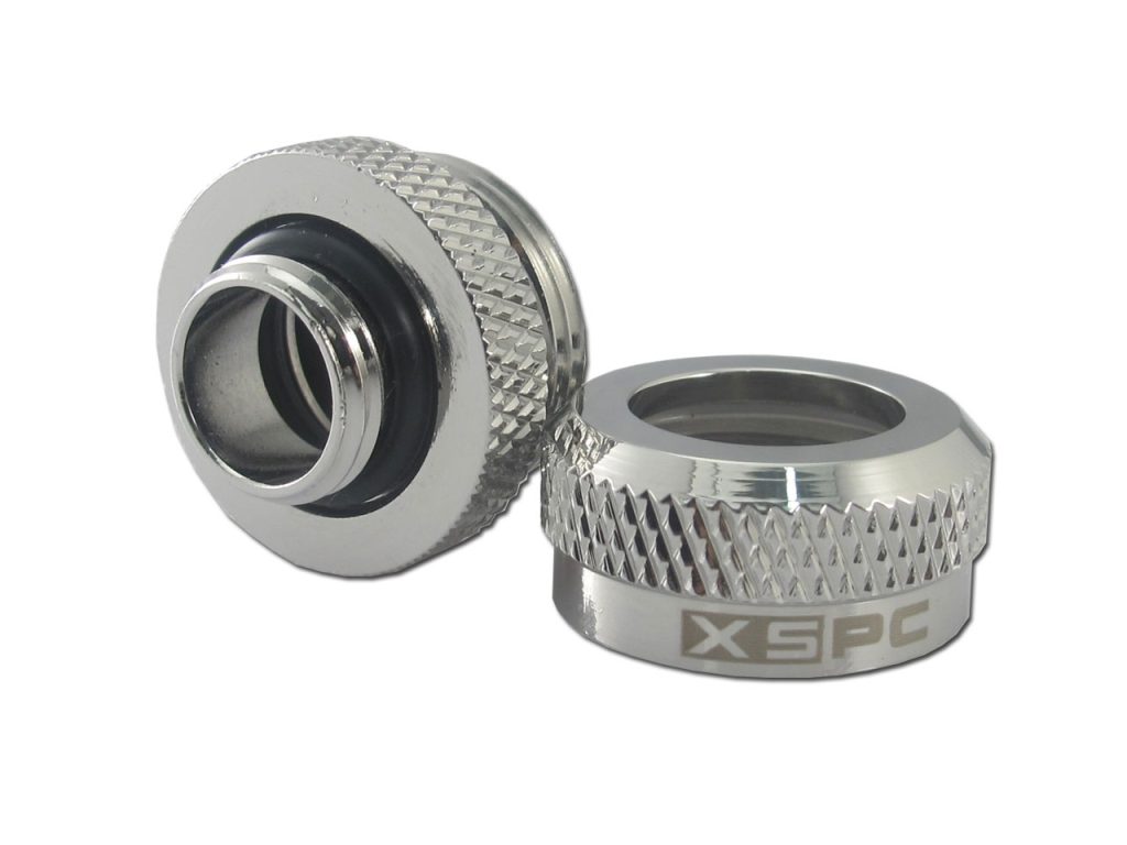 XSPC G1/4 to 14mm Rigid Tubing Triple Seal Fitting - Chrome (8 Pack)