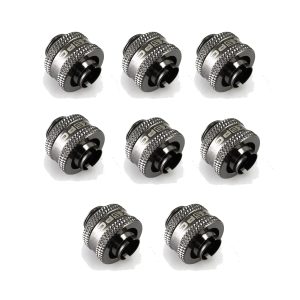 XSPC G1/4 to 3/8 ID 1/2 OD Compression Fitting V2 - Black Chrome (8 Pack)