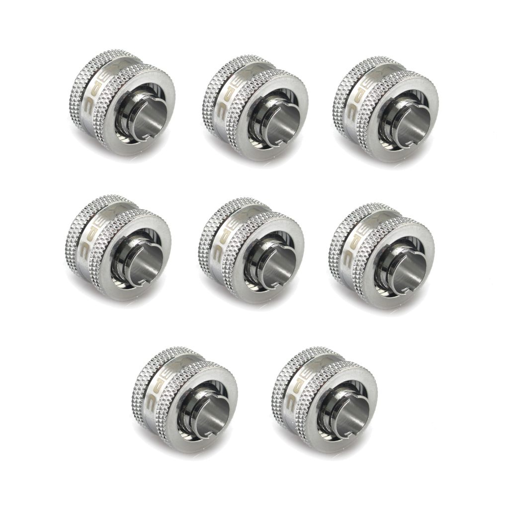 XSPC G1/4 to 3/8 ID 1/2 OD Compression Fitting V2 - Chrome (8 Pack)