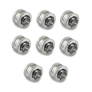 XSPC G1/4 to 3/8 ID 1/2 OD Compression Fitting V2 - Chrome (8 Pack)