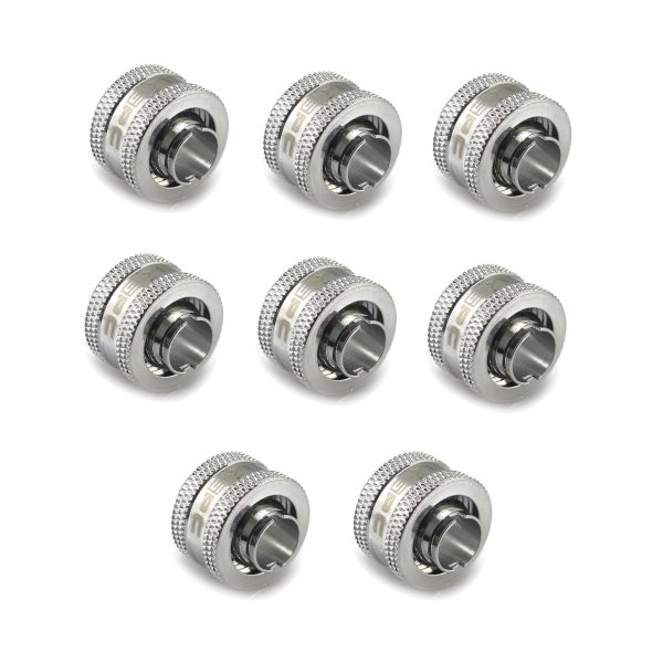 XSPC G1/4 to 3/8 ID 1/2 OD Compression Fitting V2 – Chrome (8 Pack)