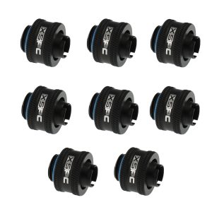 XSPC G1/4 to 3/8 ID 1/2 OD Compression Fitting V2 - Matte Black (8 Pack)