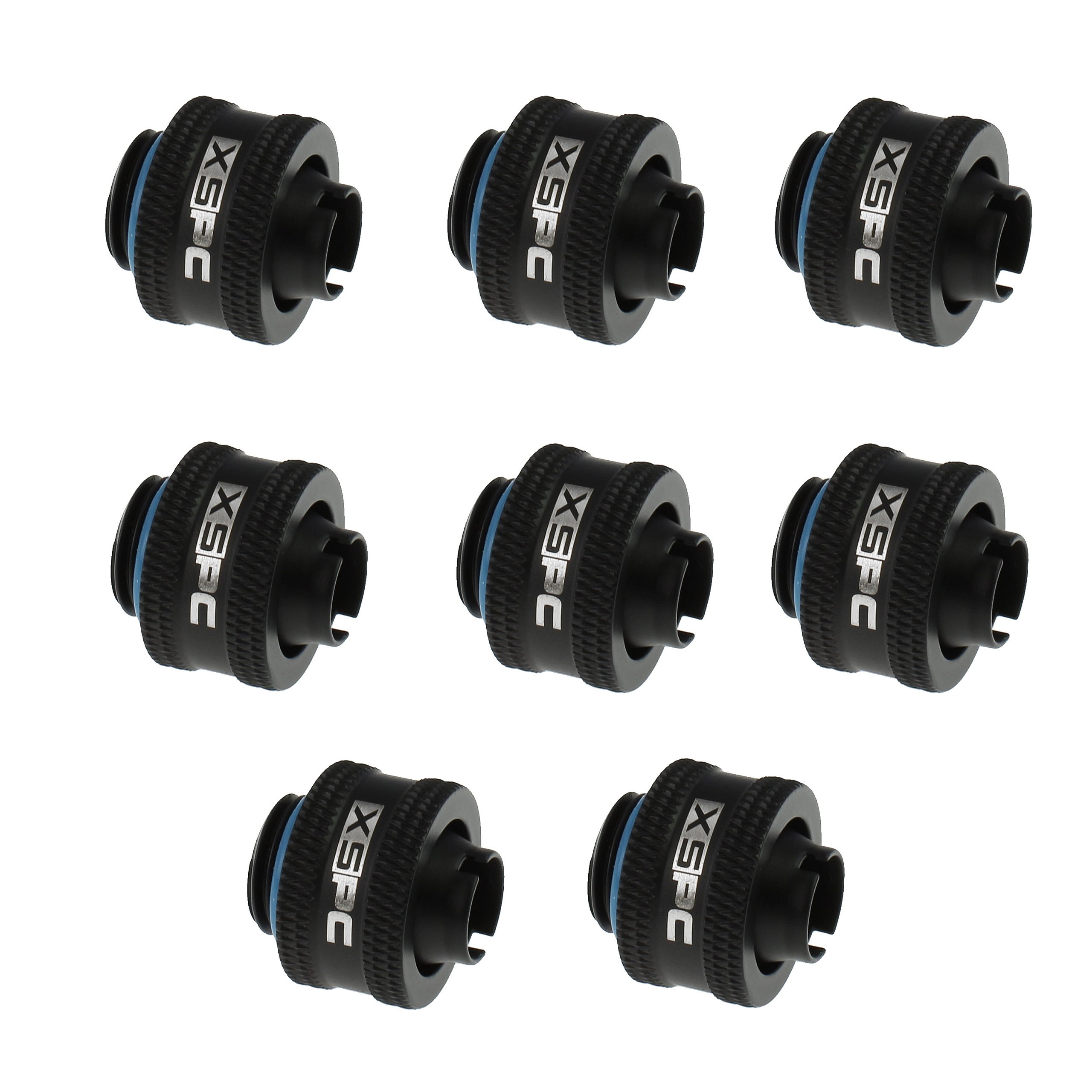 XSPC G1/4 to 3/8 ID 1/2 OD Compression Fitting V2 - Matte Black (8 Pack)