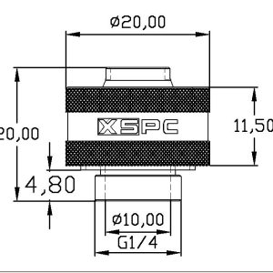 XSPC G1/4 to 3/8 ID 1/2 OD Compression Fitting V2 - Matte Black