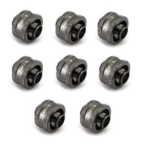 XSPC G1/4 to 3/8 ID 5/8 OD Compression Fitting V2 - Black Chrome (8 Pack) : image 1