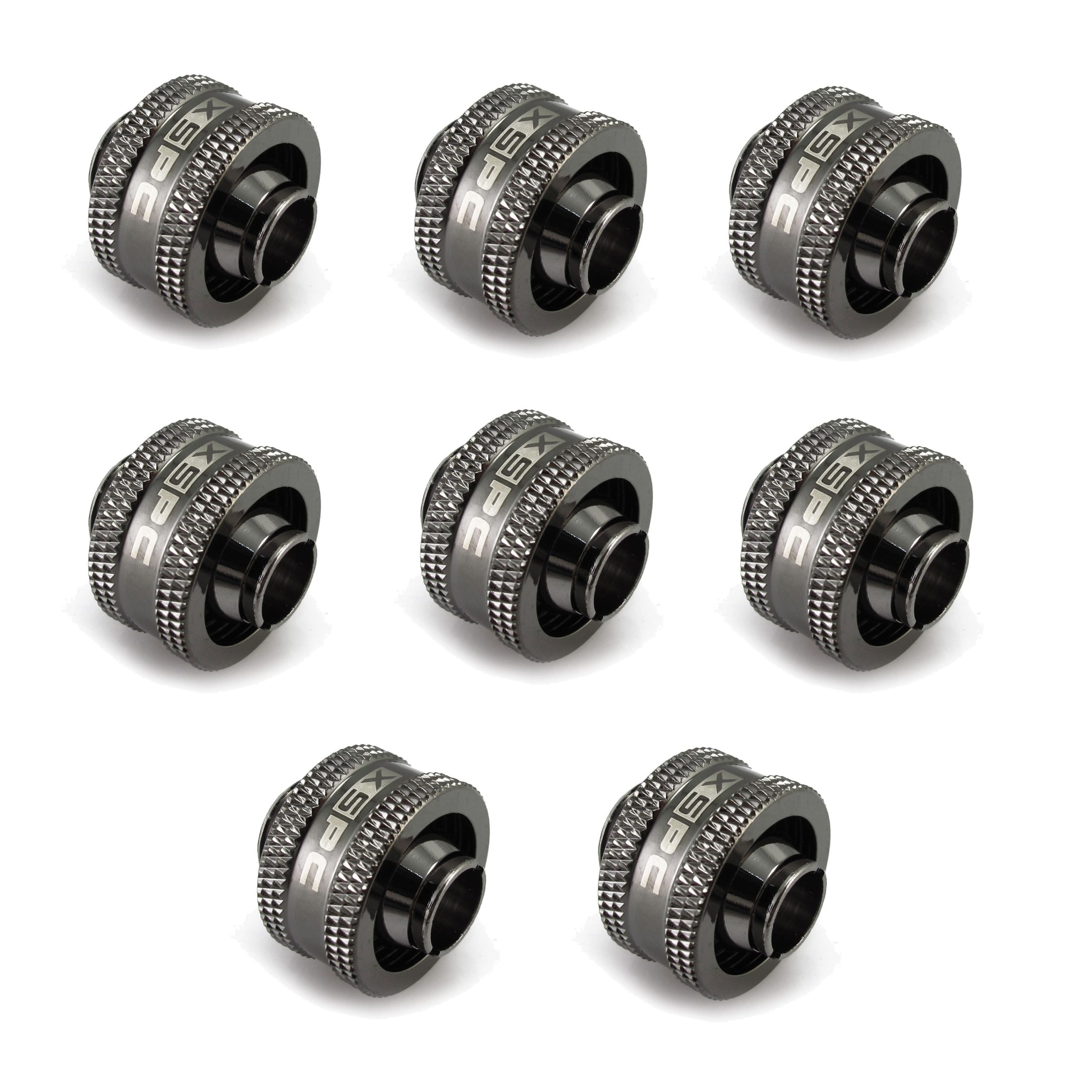 XSPC G1/4 to 3/8 ID 5/8 OD Compression Fitting V2 - Black Chrome (8 Pack) : image 1