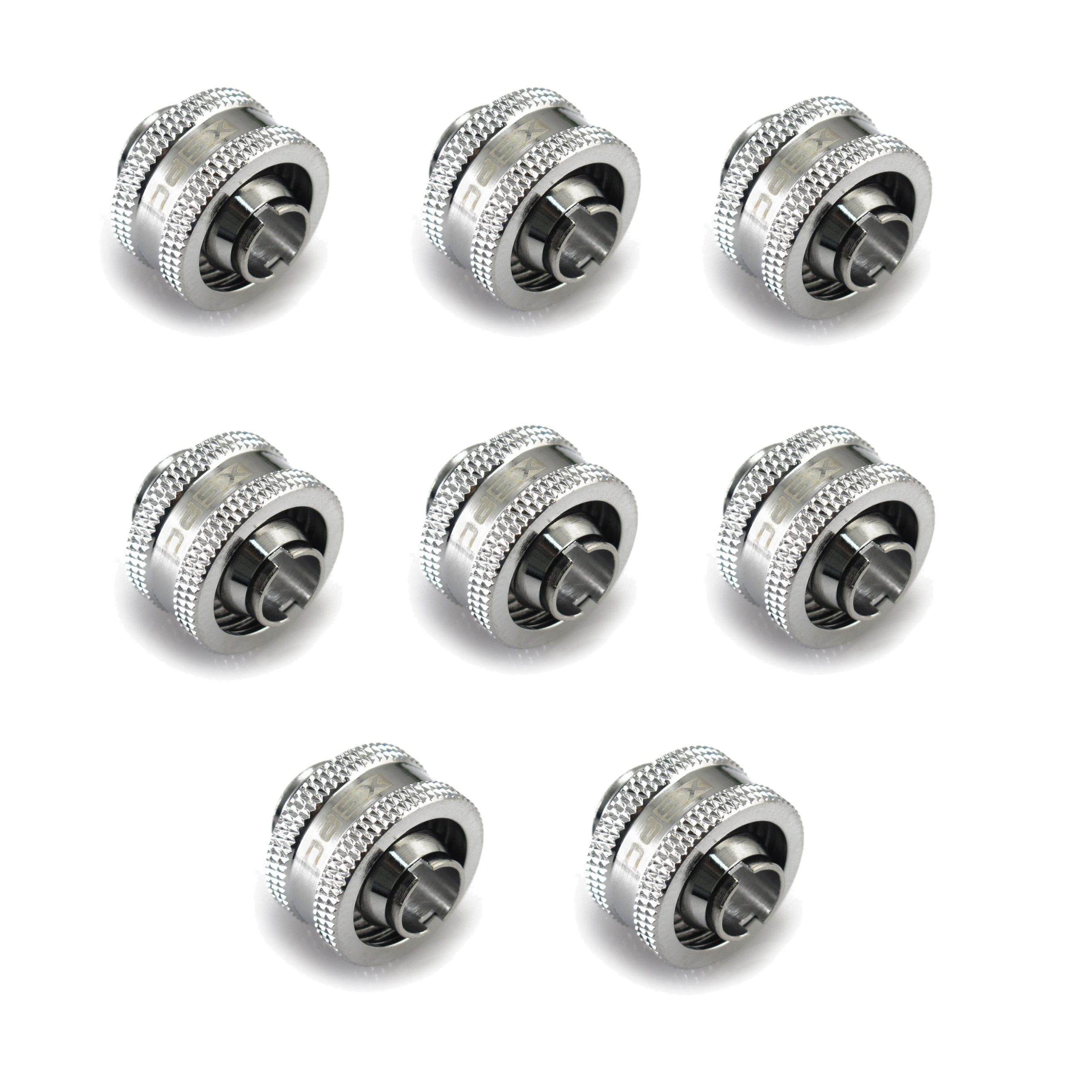XSPC G1/4 to 3/8 ID 5/8 OD Compression Fitting V2 - Chrome (8 Pack)