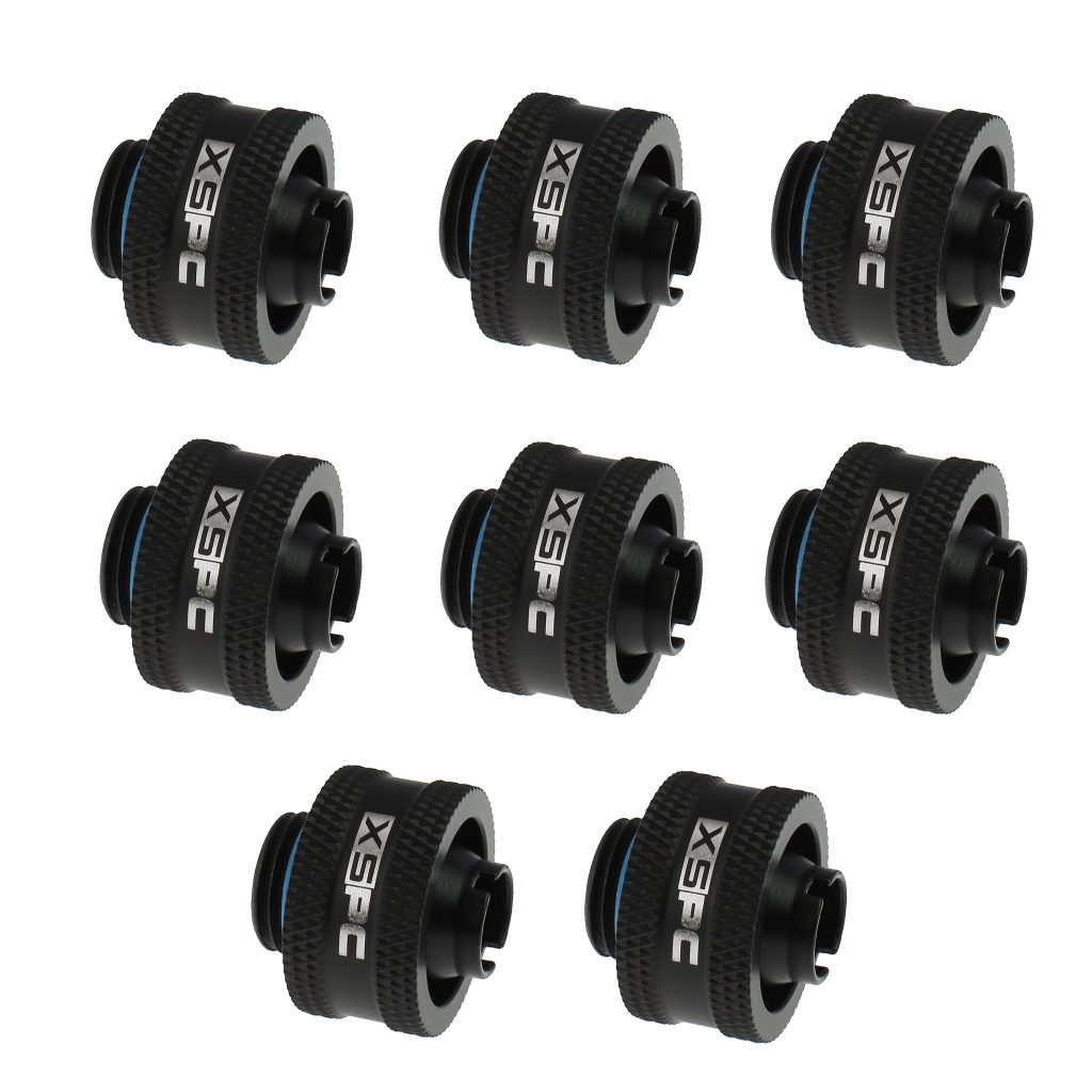 XSPC G1/4 to 3/8 ID 5/8 OD Compression Fitting V2 - Matte Black (8 Pack)