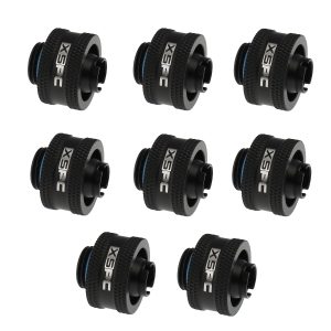 XSPC G1/4 to 3/8 ID 5/8 OD Compression Fitting V2 - Matte Black (8 Pack)