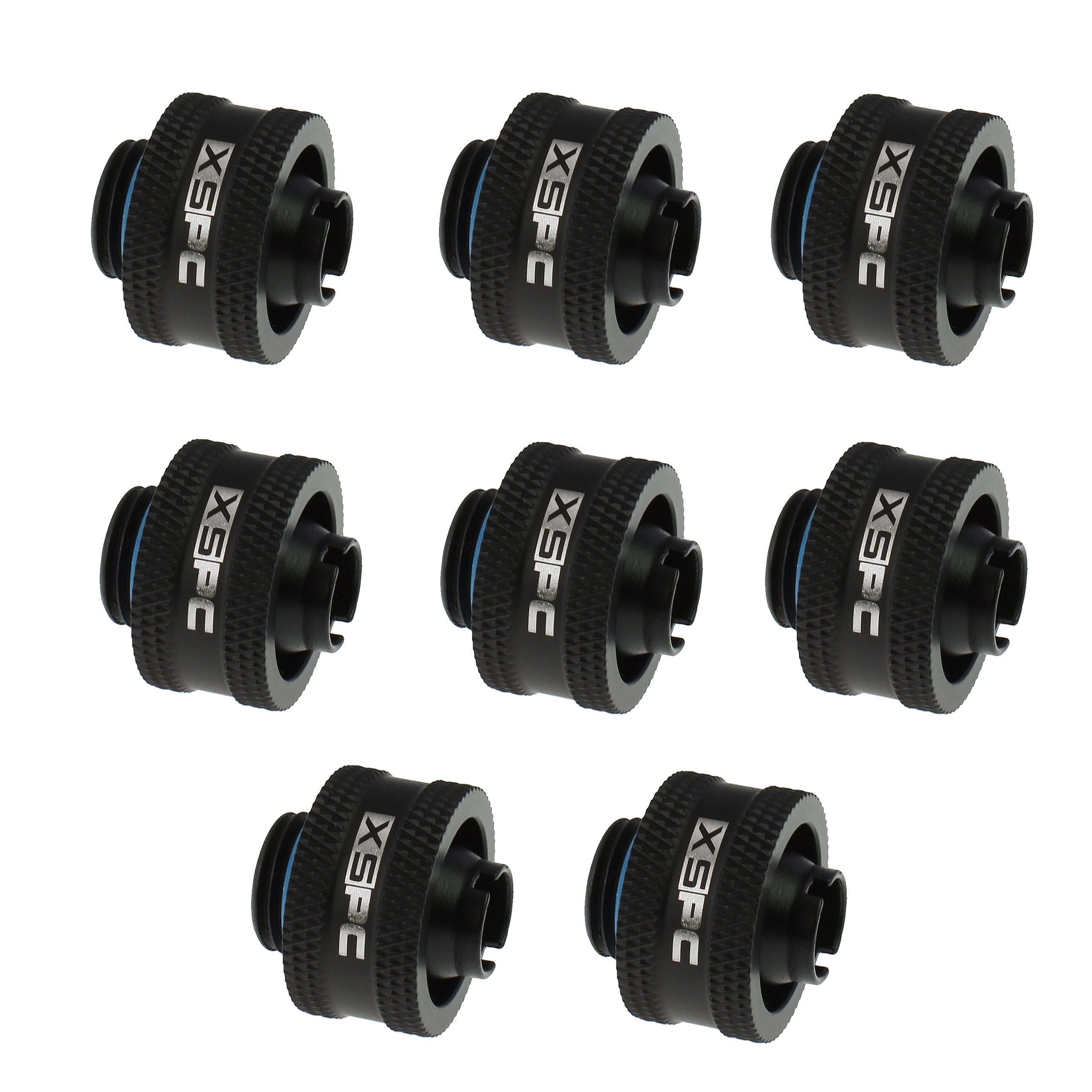 XSPC G1/4 to 3/8 ID 5/8 OD Compression Fitting V2 - Matte Black (8 Pack)