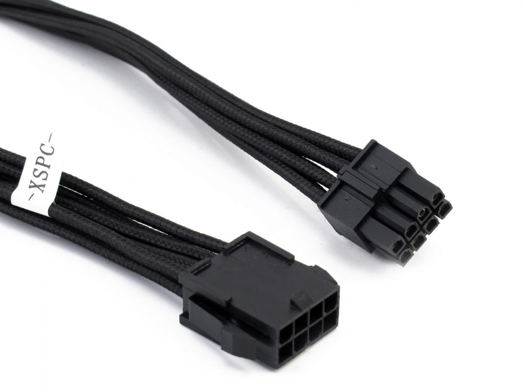 XSPC Premium Sleeved 4+4 EPS Extension Cable (Black)