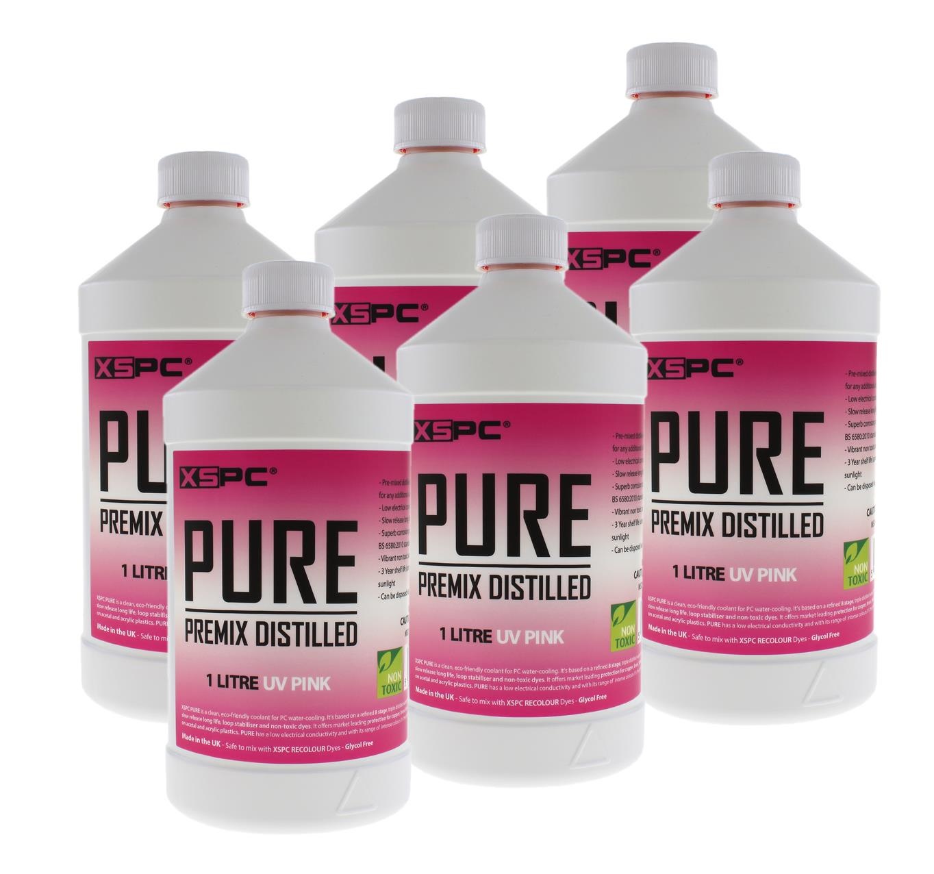 XSPC PURE Premix Distilled Coolant - UV Pink (6 Pack)