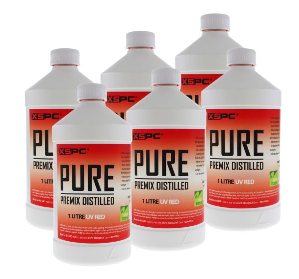 XSPC PURE Premix Distilled Coolant – UV Red (6 Pack)