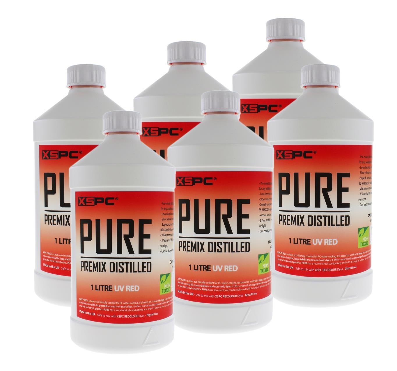 XSPC PURE Premix Distilled Coolant - UV Red (6 Pack)