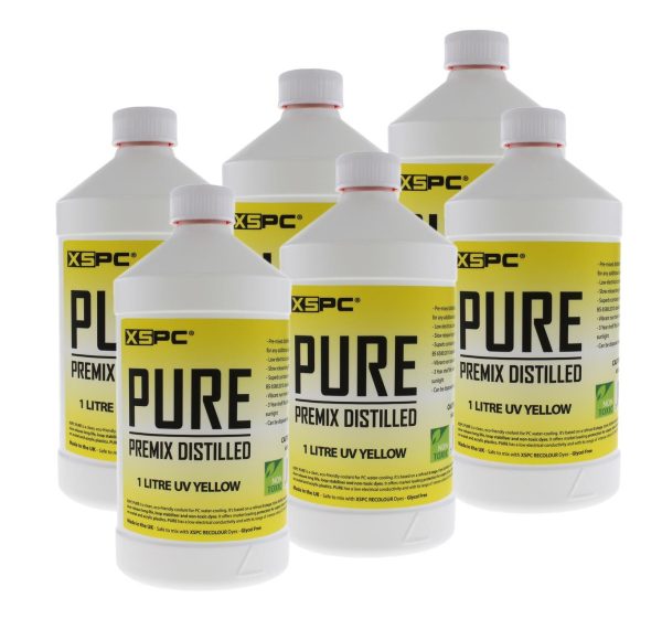 XSPC PURE Premix Distilled Coolant – UV Yellow (6 Pack)