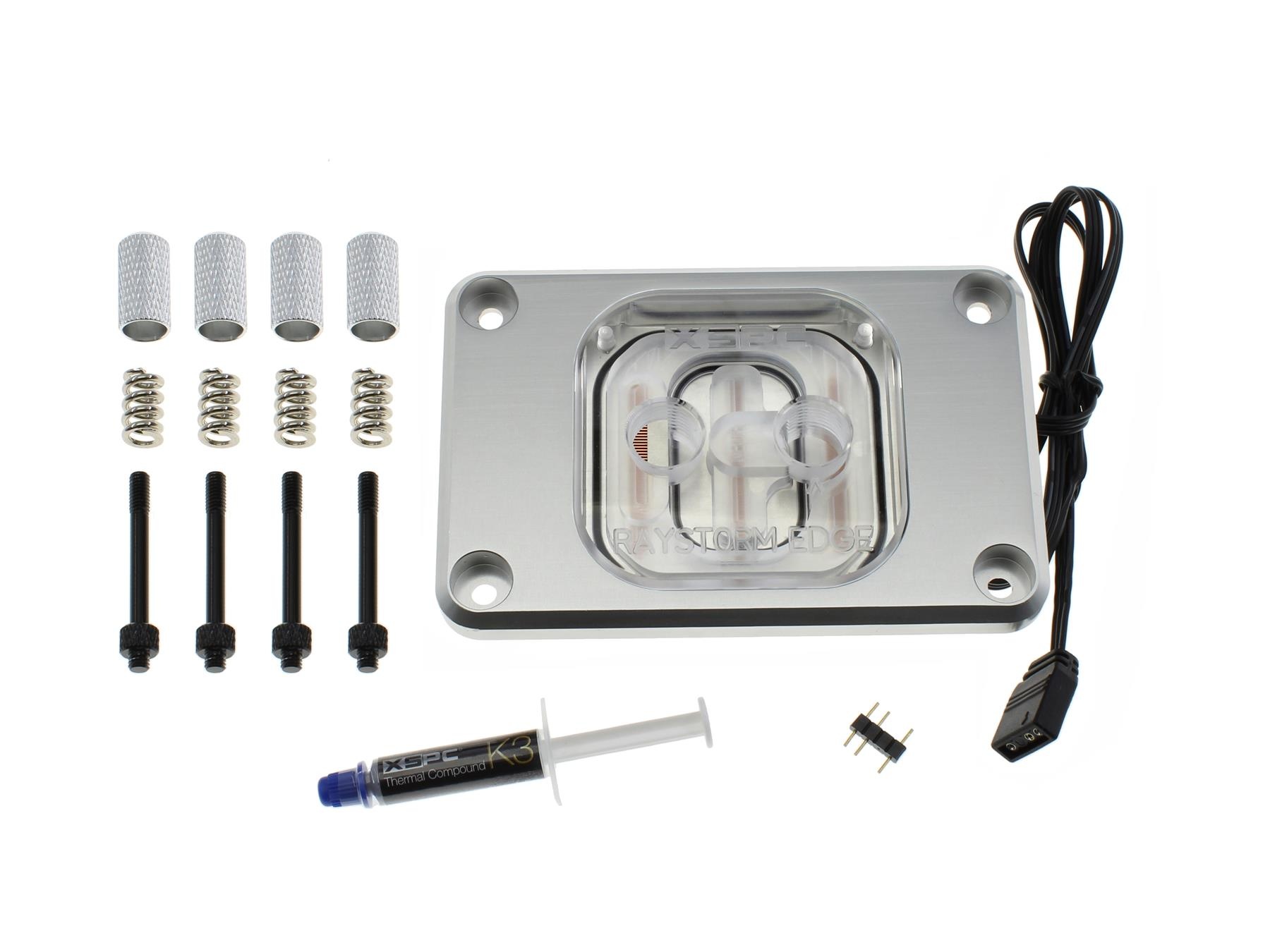Waterblock CPU XSPC RayStorm Edge ARGB Per Intel - Base Rame, Top Acrilico, Illuminazione Addressable, Argento
