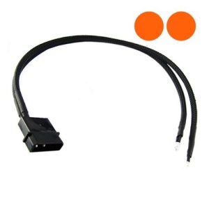 XSPC Twin Wired Orange 3mm LEDs with 4Pin - Black - 30cm