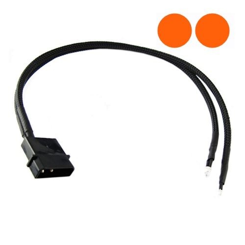 XSPC Twin Wired Orange 3mm LEDs with 4Pin – Black – 30cm