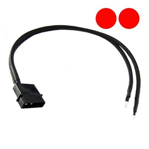 XSPC Twin Wired Red 5mm LEDs with 4Pin – Black – 30cm