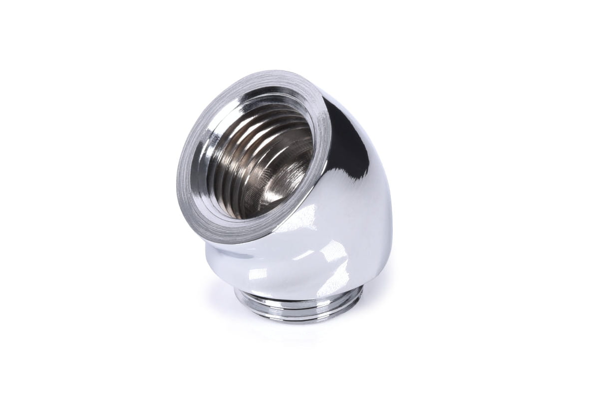 Alphacool icicle angled adapter 45 G1/4 OT to G1/4 IT - chrome