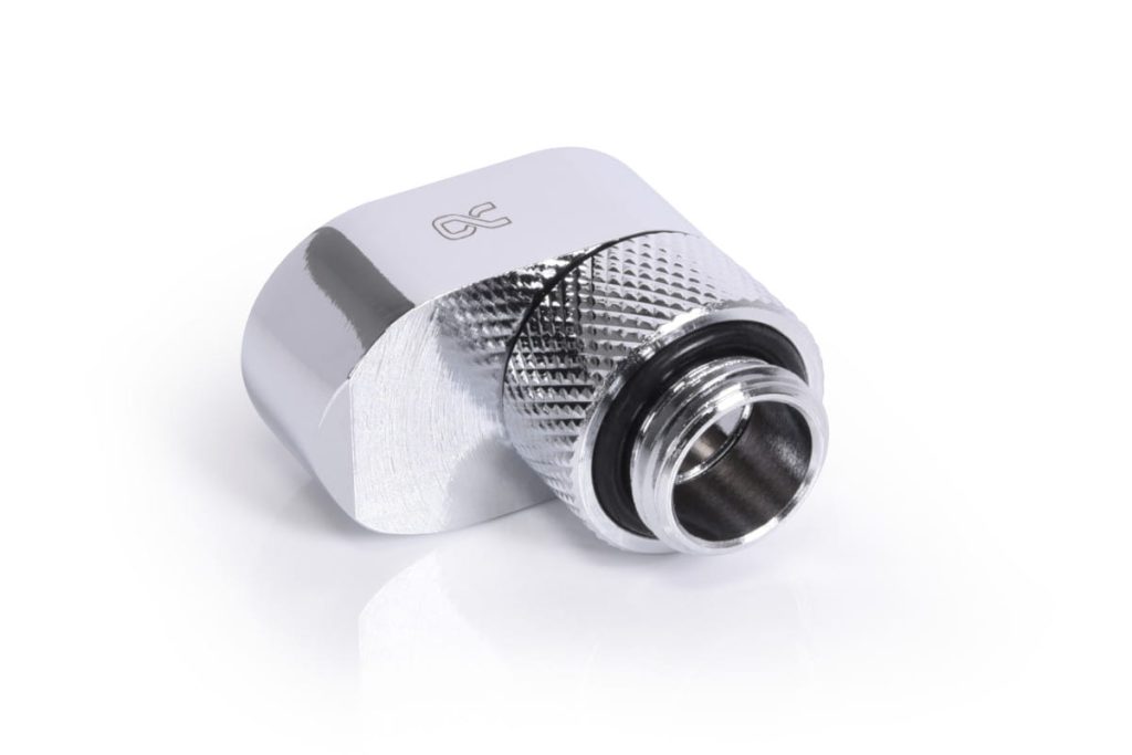 Alphacool Eiszapfen 16mm off set fitting rotatable G1/4 OT to G1/4 IT - chrome