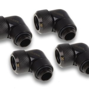 Alphacool Icicle 13mm HardTube compression fitting 90 rotatable G1/4 for Acryl/Brass tubes - 4pcs Set Deep Black