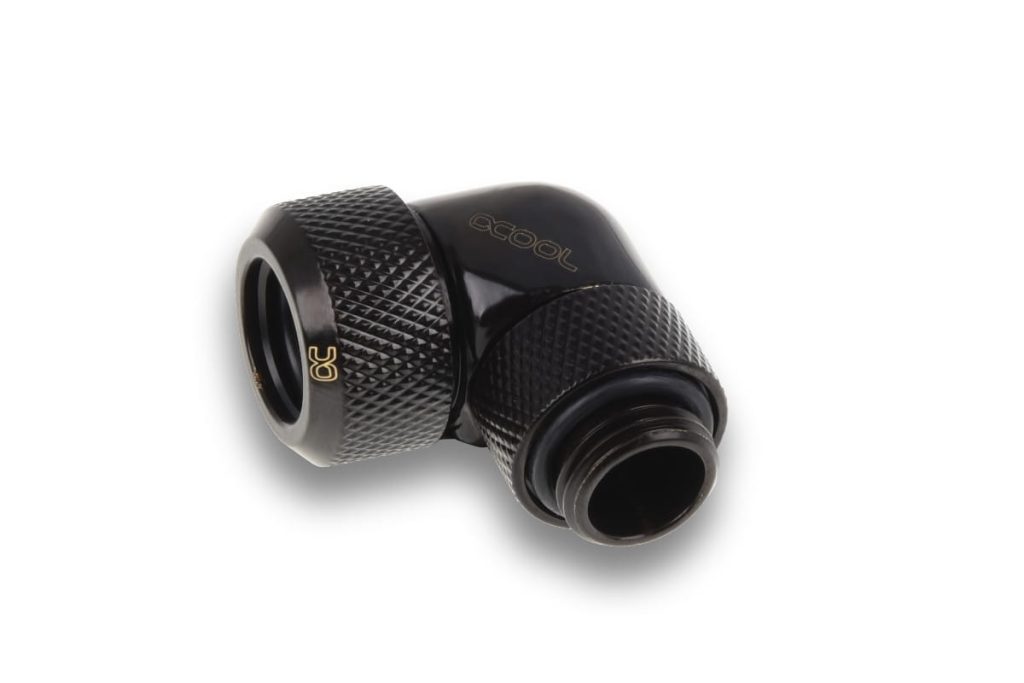 Alphacool Icicle 13mm HardTube compression fitting 90 rotatable G1/4 for Acryl/Brass tubes - 4pcs Set Deep Black