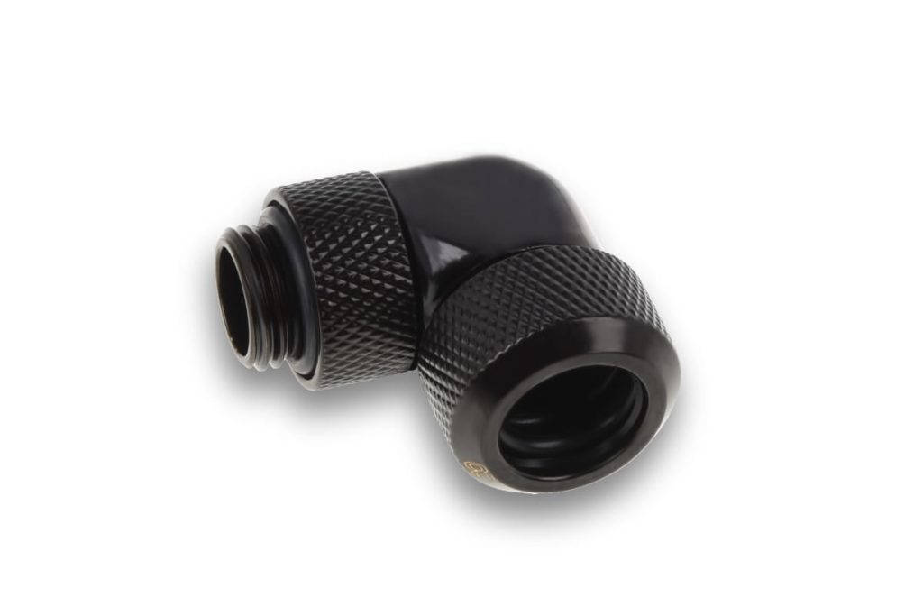 Alphacool Icicle 13mm HardTube compression fitting 90 rotatable G1/4 for Acryl/Brass tubes - 4pcs Set Deep Black