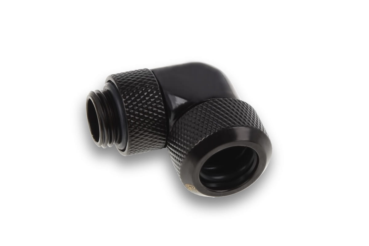 Alphacool Icicle 13mm HardTube compression fitting 90 rotatable G1/4 for Acryl/Brass tubes - 4pcs Set Deep Black