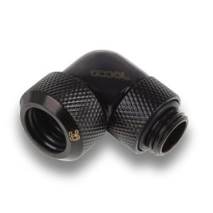 Alphacool Icicle 13mm HardTube compression fitting 90 rotatable G1/4 for Acryl/Brass tubes - 4pcs Set Deep Black
