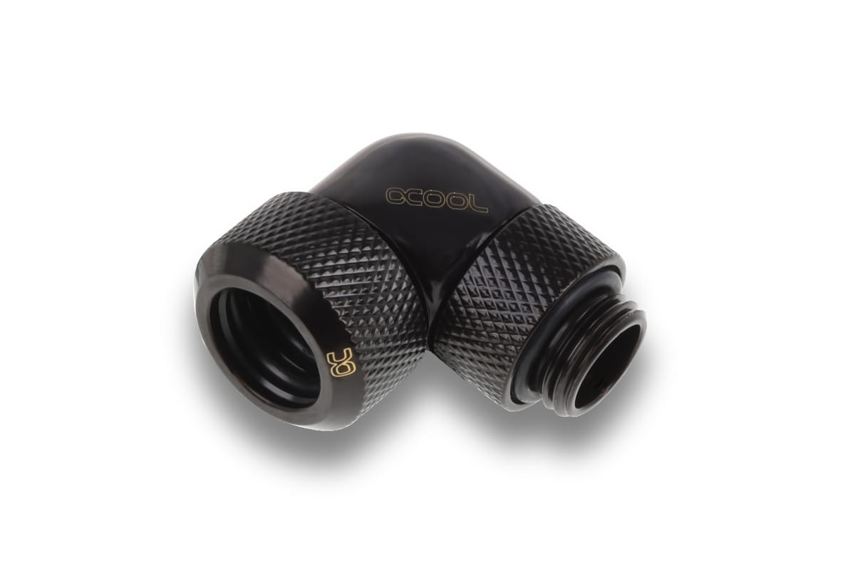 Alphacool Icicle 13mm HardTube compression fitting 90 rotatable G1/4 for Acryl/Brass tubes - 4pcs Set Deep Black