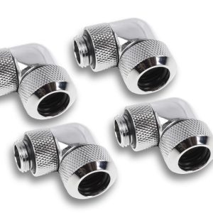 Alphacool Eiszapfen 13mm HardTube compression fitting 90degree rotary for hard tubes - 4pcs Set Chrome