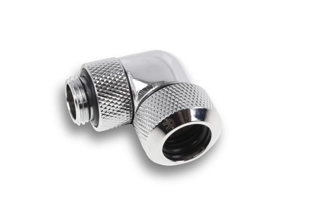Alphacool Eiszapfen 13mm HardTube compression fitting 90degree rotary for hard tubes - 4pcs Set Chrome