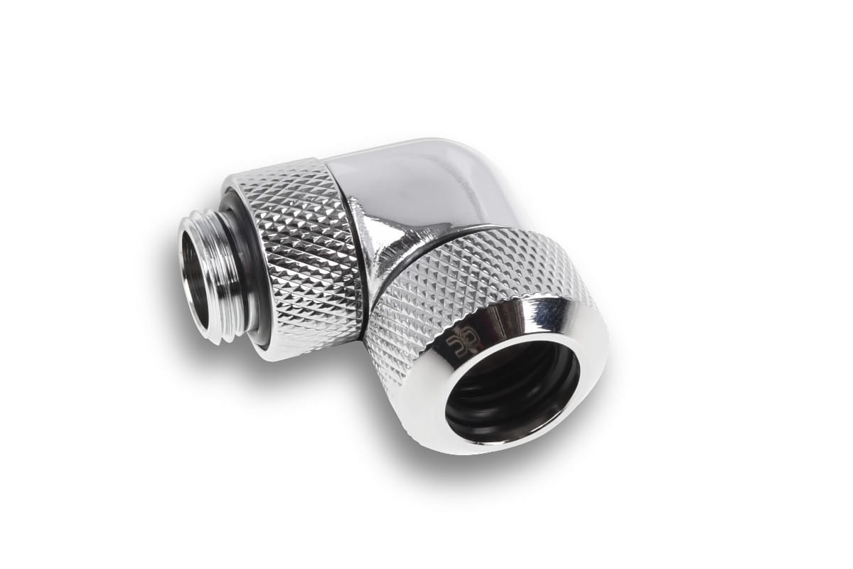 Alphacool Eiszapfen 13mm HardTube compression fitting 90degree rotary for hard tubes - 4pcs Set Chrome