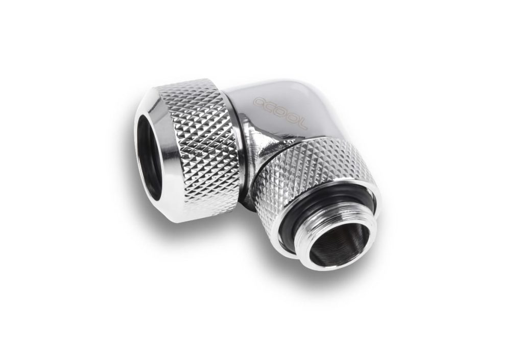 Alphacool Eiszapfen 13mm HardTube compression fitting 90degree rotary for hard tubes - 4pcs Set Chrome