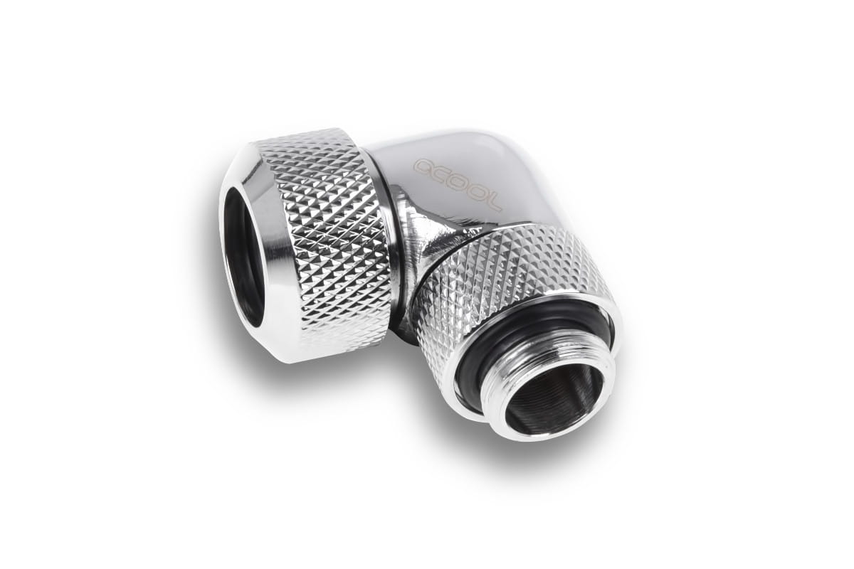 Alphacool Eiszapfen 13mm HardTube compression fitting 90degree rotary for hard tubes - 4pcs Set Chrome