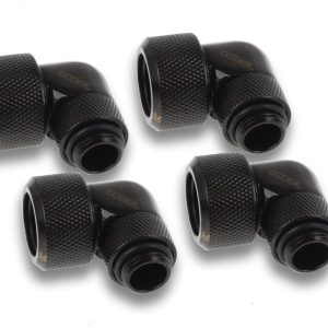 Alphacool Eiszapfen 16mm HardTube compression fitting 90 rotary G1/4 for Acryl/Brass tubes - 4pcs Set - Black : image 1