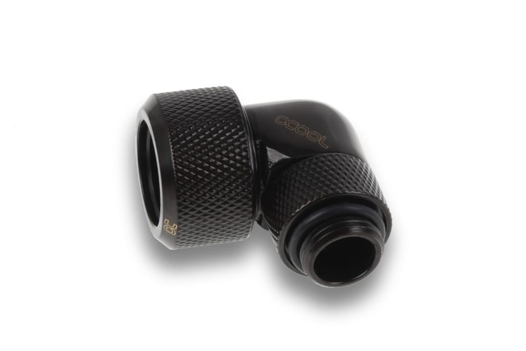Alphacool Eiszapfen 16mm HardTube compression fitting 90 rotary G1/4 for Acryl/Brass tubes - 4pcs Set - Black : image 2